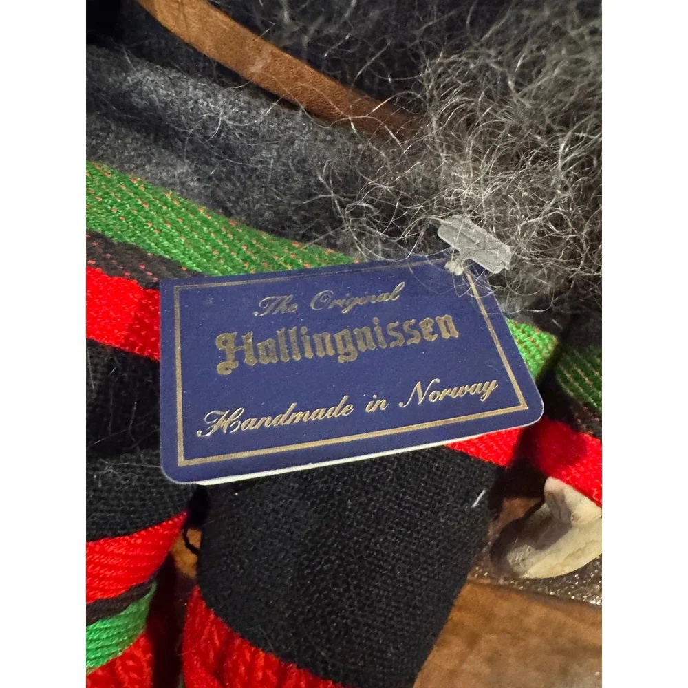 Vintage Hallingnissen Norway Gnome Nisse Doll on Skis Scandinavian Folk Art